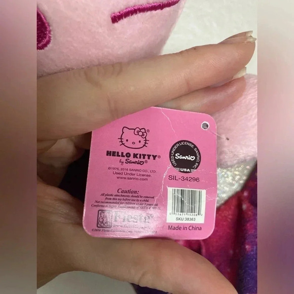 NWT Hello Kitty Galaxy Dress Pink Bow 12” Tall Pink - Picture 8 of 8